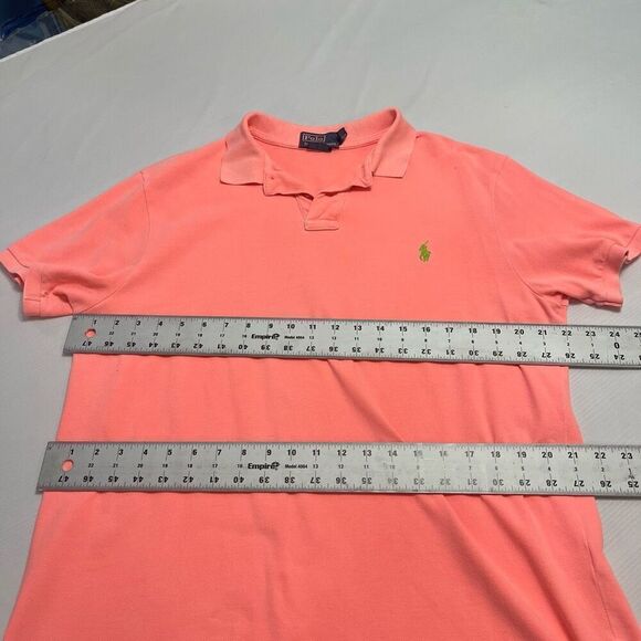 Polo Ralph Lauren Men’s Neon Peach Orange Custom Fit VTG Neon Polo Shirt Size XL - Picture 5 of 7
